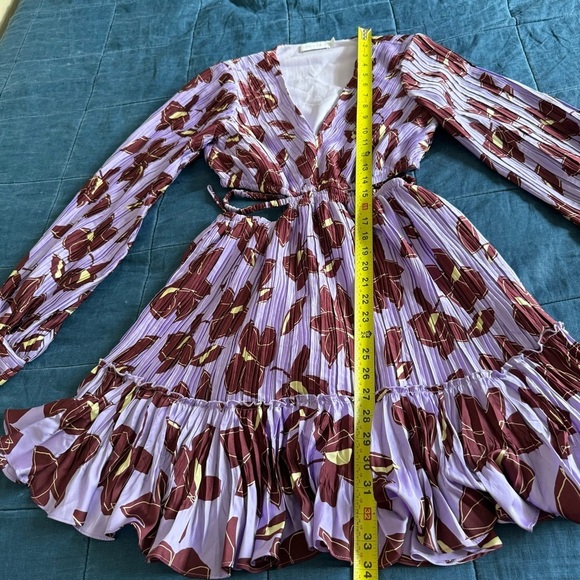 JONATHAN SIMKHAI Londyn floral-print plissé satin-crepe mini dress Size Small - Picture 7 of 13